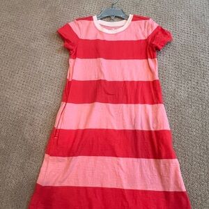 Primary Red and Pink Striped Kids Dress